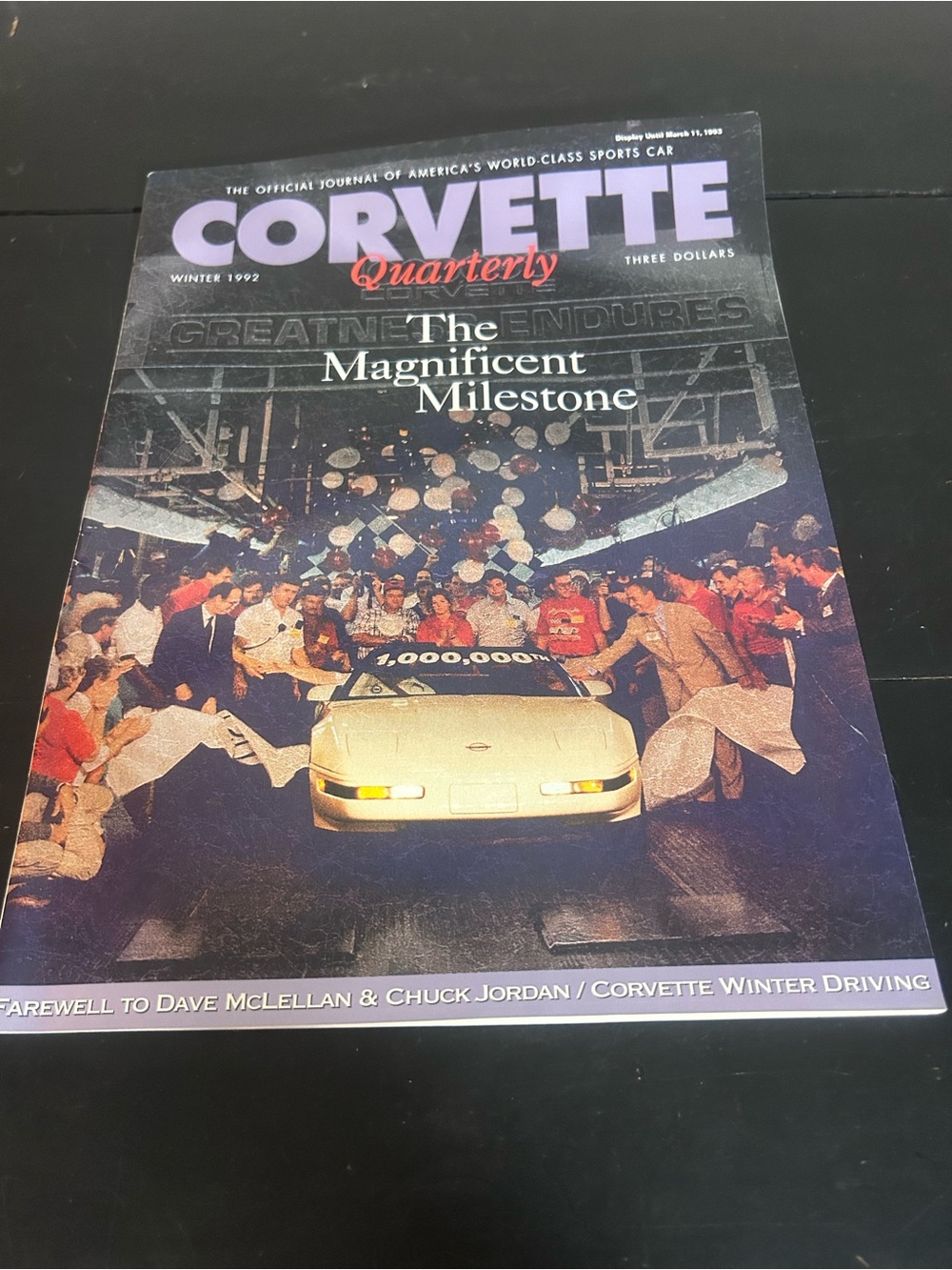 Corvette Quarterly Winter 1992 Magazine 1,000,000th Corvette